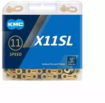 KMC Grandinė X11 SL Ti-N 118 Narių Auksinė Juoda Dėžutėje