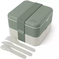 Monbento lunchbox ze sztućcami Flex 1L Natural Žalias