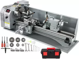 Mini tekinimo staklės metalui 1100W verpstės skersmuo 125mm siūbuojantis stalas 220mm