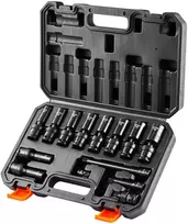 Universalus besisukantis galvučių komplektas, 14 vnt., adapteris 6,35-9,52 mm