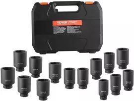 Ašies veržlių galvučių komplektas 127 mm 14 vnt. 6 ir 12 briaunų Cr-V plienas juodas