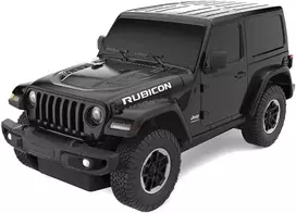 Jeep Wrangler JL mastelio 1:24 Rastar 79500 valdomas juodas automobilis