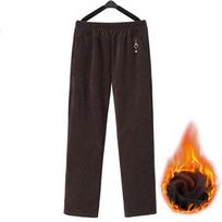 Rudens Žiemos Moteriški Velvetiniai Tiesūs Kelnės Moterims Didelio Dydžio 8XL Kelnės Mamoms Vilnos Storio Šiltos Kasdienės Kelnės Moteriškos 3XL black