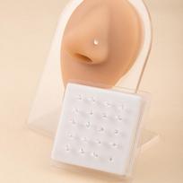 Trendy 20-Piece Copper Inlaid Zirconia Nose Stud & Ring Set for Men and Women