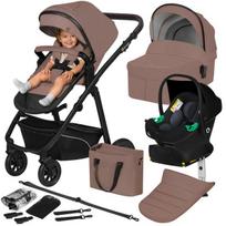 Vežimėlis 3in1 iki 22 kg, lopšys/ sportinė dalis/ kėdutė - Lionelo Bianka Beige Taupe + automobilinė bazė Astrid I-Size Base Plus
