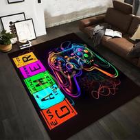 Colorful Neon Game Controller and Gamer Text Design Living Room Carpet Suitable for use as an anti-slip for living room bedroom sofas 40x60cm( 15x23in )