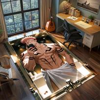 Jujutsu Kaisen Polyester Living Room Rug Anime Carpet Non Slip Bedroom Floor Mat Decor 60x90cm