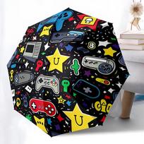 Game Controller Folding Umbrella - Fashionable Auto-Open Design 8 Iron Ribs Plastic Handle Foldable Sunshade Perfect Gifts