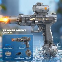 Smart AI Voice Controlled Electric Gatling Water Gun Automatic Toy for Kids Outdoor Summer Fun Handheld Water Play Gift gray