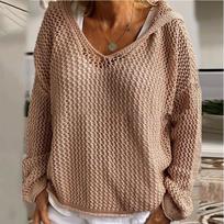Loose Hollow Out Knitted Hoodie Sweater Spring/Summer Casual Women Fashion Cover Up Solid Color Thin Top Street Clothing S