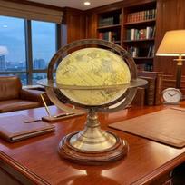 Antique World Globe on Brass Stand,  Desk Globe, Library Decor, Study Room Globe, Educational Geography Gift, Scientist Gift, Father' gray