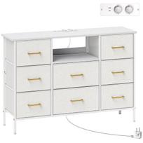 Komoda su 8 stalčiais, USB ir USB-C, 110x30x76 cm, 1 vnt