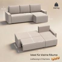 Kampinė Sofa L formos 3 vietų Sofa Lova 226x125x86 cm Smėlio spalvos Aksominis Apmušalas