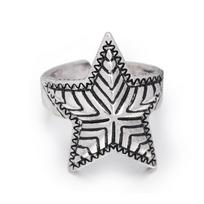 Retro Star Ring For Men Silver Color Punk Gothic Rock Hiphop Open Ring Handmade Designer  Unisex Accessories Lovers Gift resizable