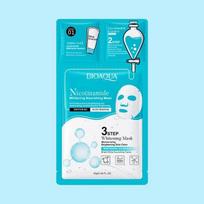 BIOAQUA - 3 žingsnių nikotinamido balinanti veido kaukė #Mask- 1 pc blue