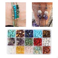 Beads, Multicolor Gem Chips Crystal Loose Rocks Bead with Hole for Jewelry Making Crafting B