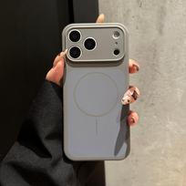 iPhone 17 Pro Dual-Color Liquid Silicone Magnetic Case with Full Lens Coverage 17 gray
