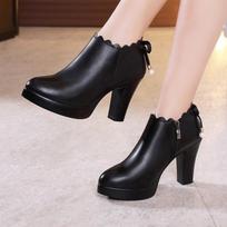 32-43Chunky High Heels Women Fur Ankle Boots Fashion Black Platform Pumps Shoes New Trend Designer Dress Pumps Party Work Female 32