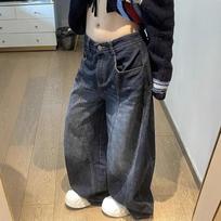 Casual Womens Y2K Loose Baggy Jeans Blue Washed High Street Vintage Cargo Pants Wide Leg Oversized Trousers Y2k Pants S mėlyna