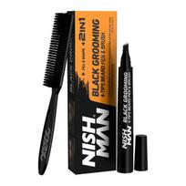 NISHMAN 4-tips barzdos pieštukas ir šepetėlis Black