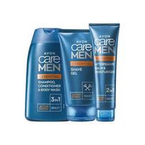 Rinkinys Avon Care Essential vyrams, skutimosi gelis, 150 ml + balzamas po skutimosi ir drėkinamasis kremas 2in1, 100 ml + šampūnas, kondicionierius ir dušo želė 3in1, 100 ml