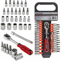 Galvučių rinkinys su terkšle 1/4, 4-14 mm, 28 vnt., PH1 PH2 T10-T30