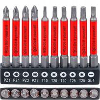 Ilgų magnetinių antgalių rinkinys 70 mm Torx, plokšti, kryžminiai, 10 vnt., BGS