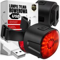 Galinė LED dviračio lemputė, USB, 6 režimai