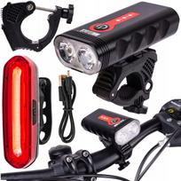 Dviračio priekinis ir galinis LED žibintas, įkraunamas USB, belaidis, 360°