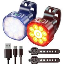 Dviračio žibintų komplektas LED, priekinis ir galinis, IP65