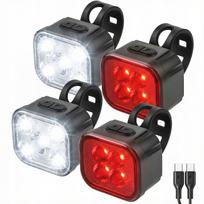 Dviračio LED žibintai Inlustro, 4 vnt., priekiniai ir galiniai, USB-C, 500 lm