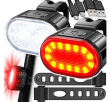 Dviračio LED žibintų komplektas, įkraunamas, priekinis ir galinis