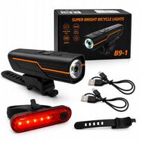 LED dviračio žibintų komplektas 200 lm priekinis ir galinis, USB-C įkrovimas