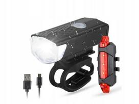 Dviračio LED žibintų rinkinys, priekinis ir galinis, USB, 3 režimai