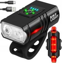 Dviračio priekinės ir galinės USB žibintų rinkinys
