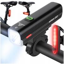 Dviračio priekinis ir galinis LED žibintas, įkraunamas USB