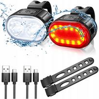Dviračio priekinis ir galinis USB Type-C LED T6 800 lm žibintas, atsparus vandeniui
