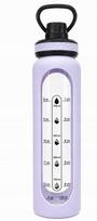 Stiklinis butelis 1000 ml su violetiniu silikoniniu dėklu