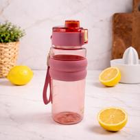 Vandens butelis laikikliu, 750 ml, matavimo ir užrakto funkcija, aviečių dangteliu
