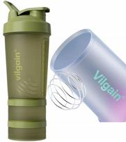 Shakeris su indeliu Vilgain Pro 2Go 450 + 150 + 100 ml, žalias