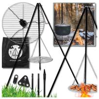 Trikojis lauko židinys Fire Pit su pakabinama BBQ grotelėmis 2in1