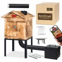 Lauko rūkykla Garden Smokehouse Home medinė didelė su židiniu ir kaminu