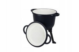 Ketaus emaliuotas katilas 2in1 su grilio keptuve Rossner 8 l