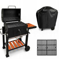 Grilis su ketaus grotelėmis, termometru ir uždangalu Garden Grill