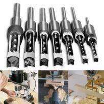 Grąžtų rinkinys kvadratinėms skylėms, 6 vnt., 6.4–16 mm, HSS plienas, medienai ir MDF