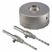 120 mm TCT grąžto karūnėlės rinkinys su HEX ir SDS+ adapteriais
