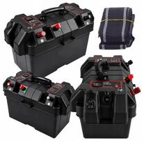 12V belaidė dėžutė su 2x USB voltmetru įkraunamiems įrenginiams