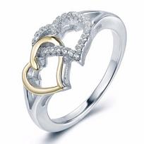 1pc Women's Engagement Ring, Simple Silver Metal Band With Cubic Zirconia Heart Design Suitable For Daily Wear Party & Gift 5