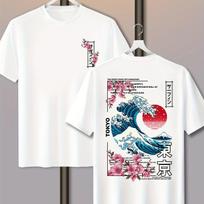 Japanese Ukiyoe Pattern Unisexs Loosefitting Tshirt  Casual Street Style  2026 Summer New Arrival S