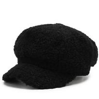 Women'S Lamb Wool Berets  Autumn And Winter Fashion All-Match  Hat Painter  Octagonal Cap